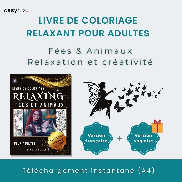 Livre de Coloriage Relaxant pour Adultes: Fées & Animaux