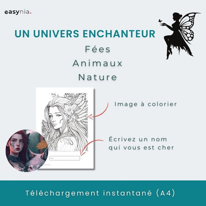 Livre de Coloriage Relaxant pour Adultes: Fées & Animaux